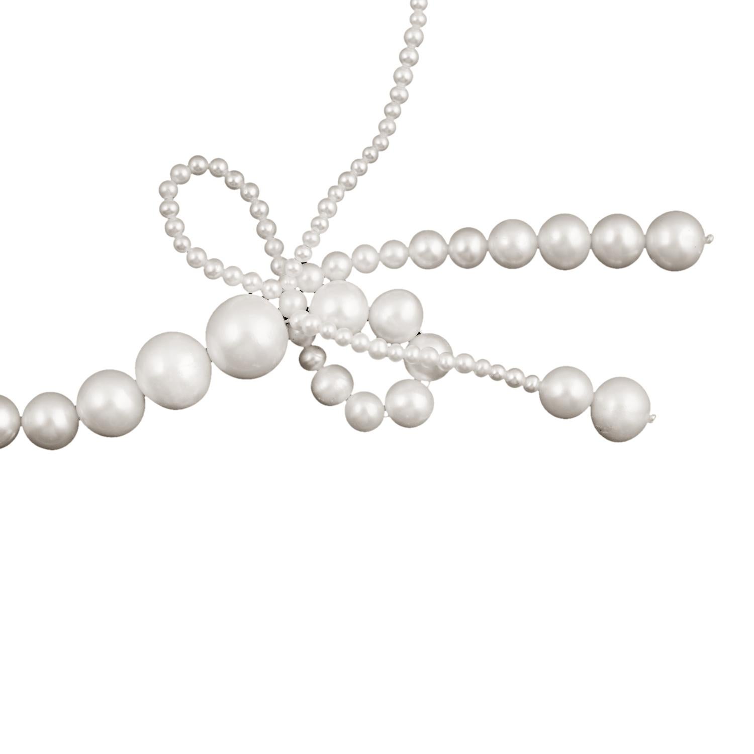 Mixed Cut One Of A Kind Pearl Thread Necklace Made In 18k White Gold For Sale