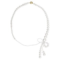 One Of A Kind Pearl Thread Necklace Made In 18k White Gold