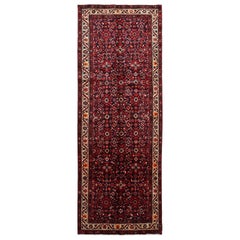 One of a Kind Persian Hamadan Wool Handmade Runner Rug, Multi
