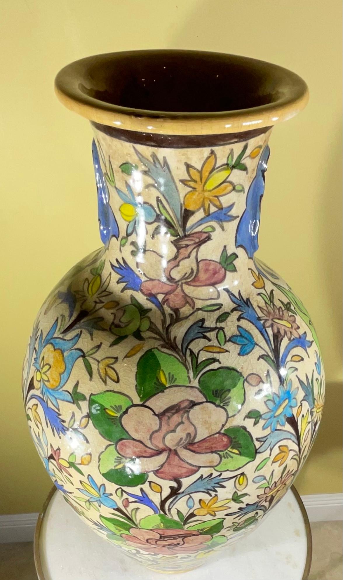 One of a Kind Persian Hand Painted Ceramic Fish Vase For Sale 5