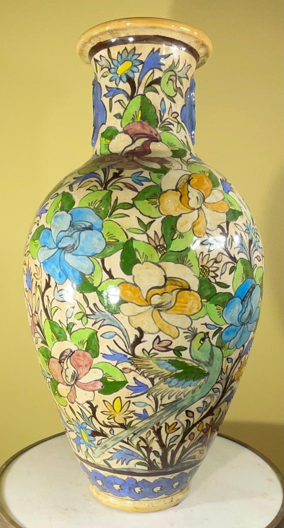 Mid-20th Century One of a Kind Persian Hand Painted Ceramic Fish Vase For Sale