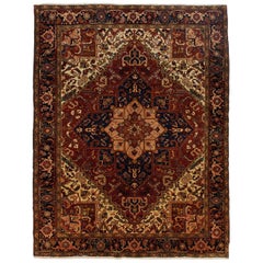 One of a Kind Persian Heriz Wool Hand Knotted Area Rug, Sienna