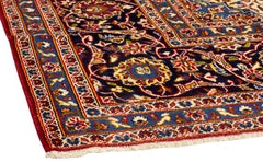 One of a Kind Persian Kashan Wool Hand Knotted Area Rug, Carmine