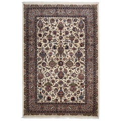 One-of-a-Kind Persian Kerman Wool Hand Knotted Area Rug, Parchment