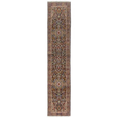 One-of-a-Kind Persian Kerman Wool Hand Knotted Runner Rug, Onyx