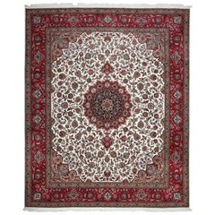 One-of-a-Kind Persian Tabriz Wool Hand Knotted Area Rug, Porcelain