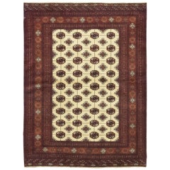 One of a Kind Persian Torkaman Wool Hand Knotted Area Rug, Sepia