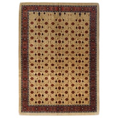 One of a Kind Persian Yalameh Wool Hand Knotted Area Rug, Champagne