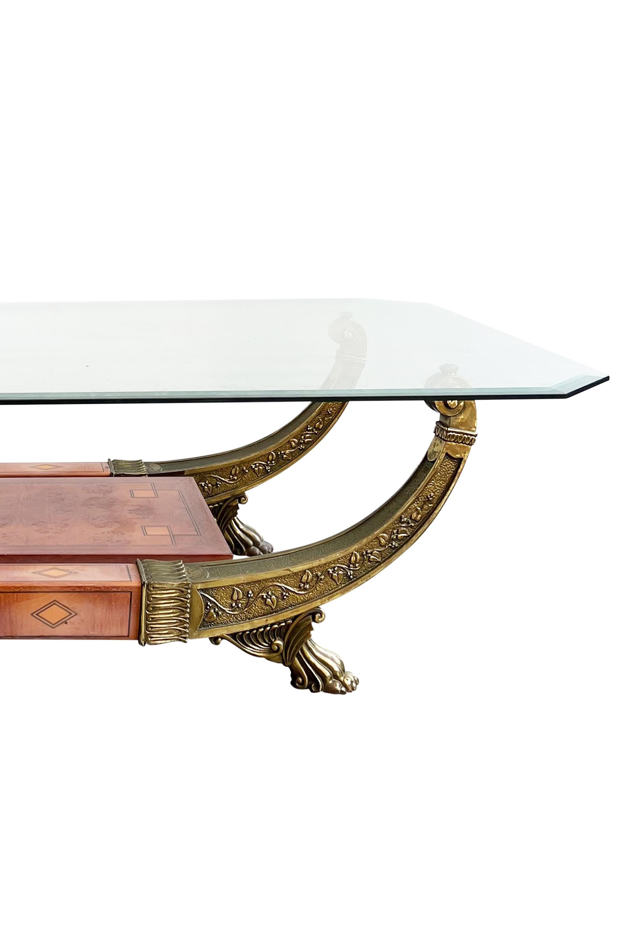 Gilt One of a Kind Phyllis Morris Sled Shaped Coffee Table 1970's For Sale