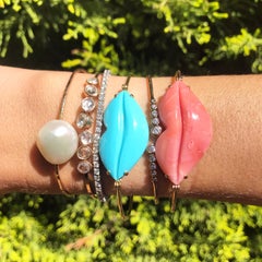 One of a Kind Pink Opal Lips Cuff 18 Carat Pink Gold