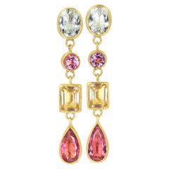 Boucles d'oreilles uniques en tourmaline rose, aigue-marine et citrine, Petra Class 2024