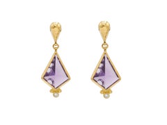 One-of-a-kind Prism Gold Drop Earrings, with Amethyst