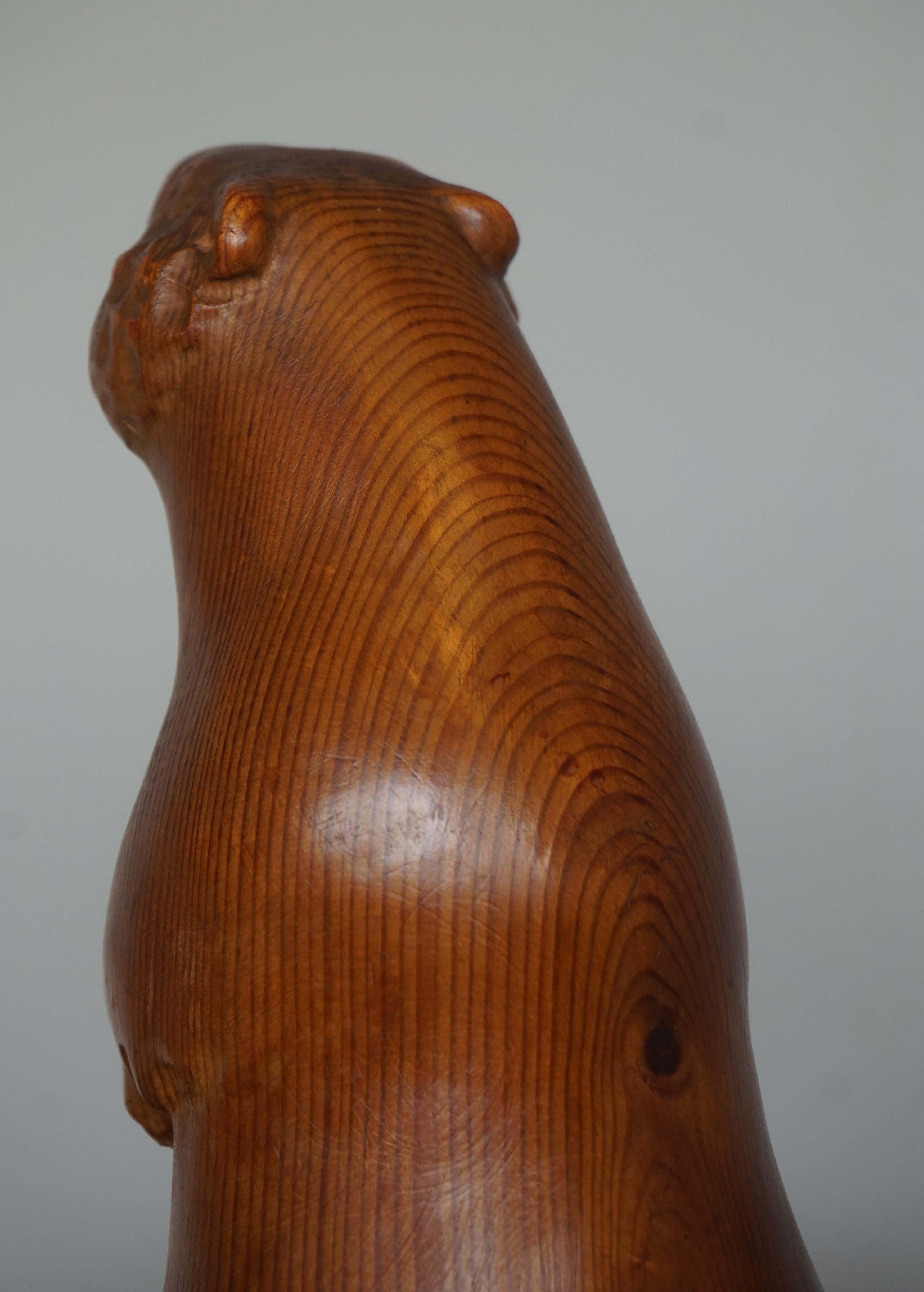 Hand-Carved One of a Kind and Professionally Hand Carved Antique Sculpture of a Groundhog For Sale