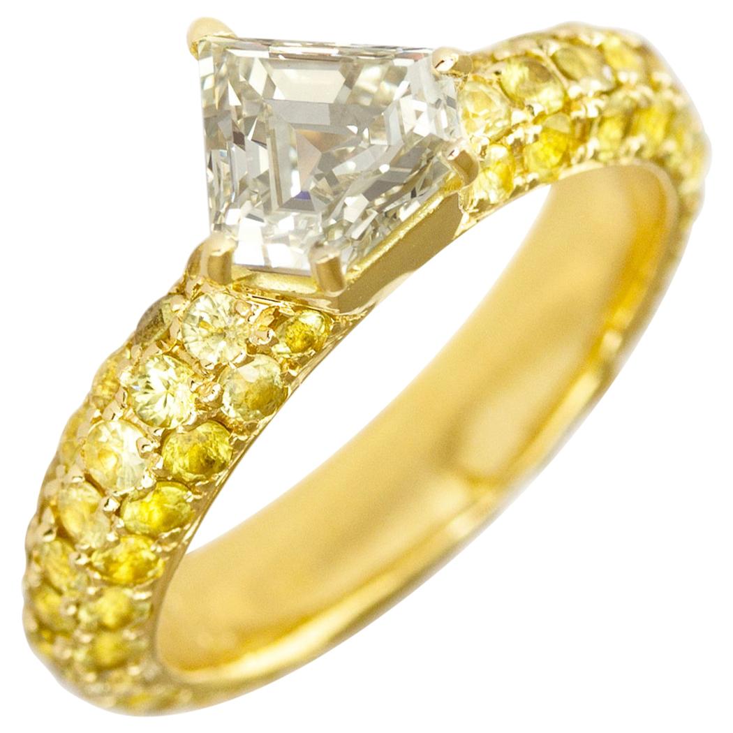 One of a Kind Ralph Masri 1.17 Carat Diamond Yellow Sapphire Ring
