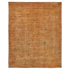 Unique en son genre Rare Agra Hand Knotsted Camel Rug - 11'9 "x14'4" (tapis chameau noué à la main)