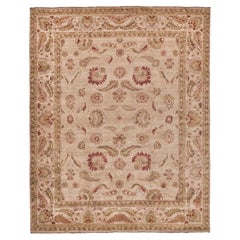 ONE-OF-A-KIND Rare and Unusual Agra Hand Knotted Taupe Rug - 11'7"x14'4"