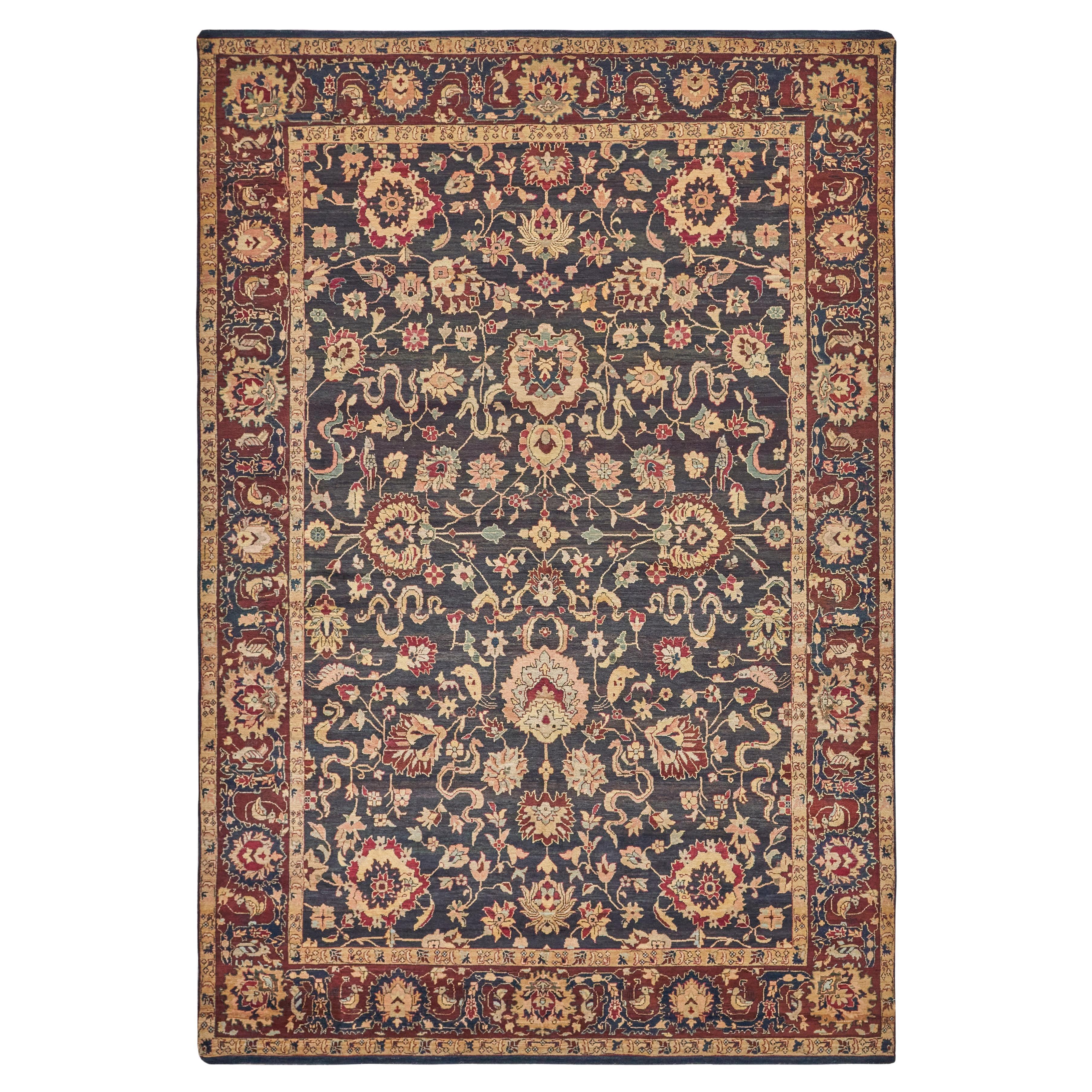 ONE-OF-A-KIND Rare Antique Weave Agra Hand Knotted Brown Rug - 10'x14'3"
