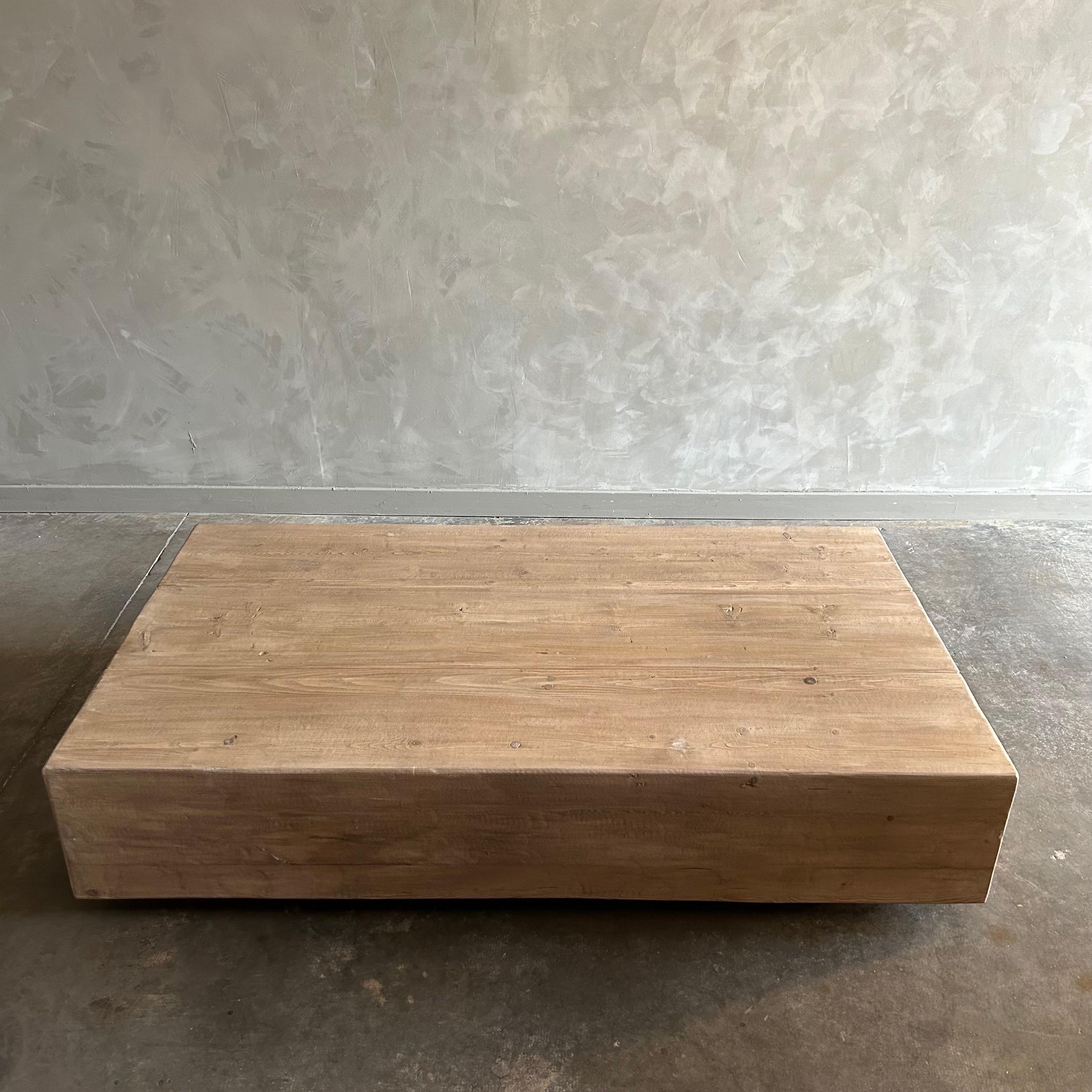 One of a kind Reclaimed Elm Wood Beam Coffee Table  For Sale 4