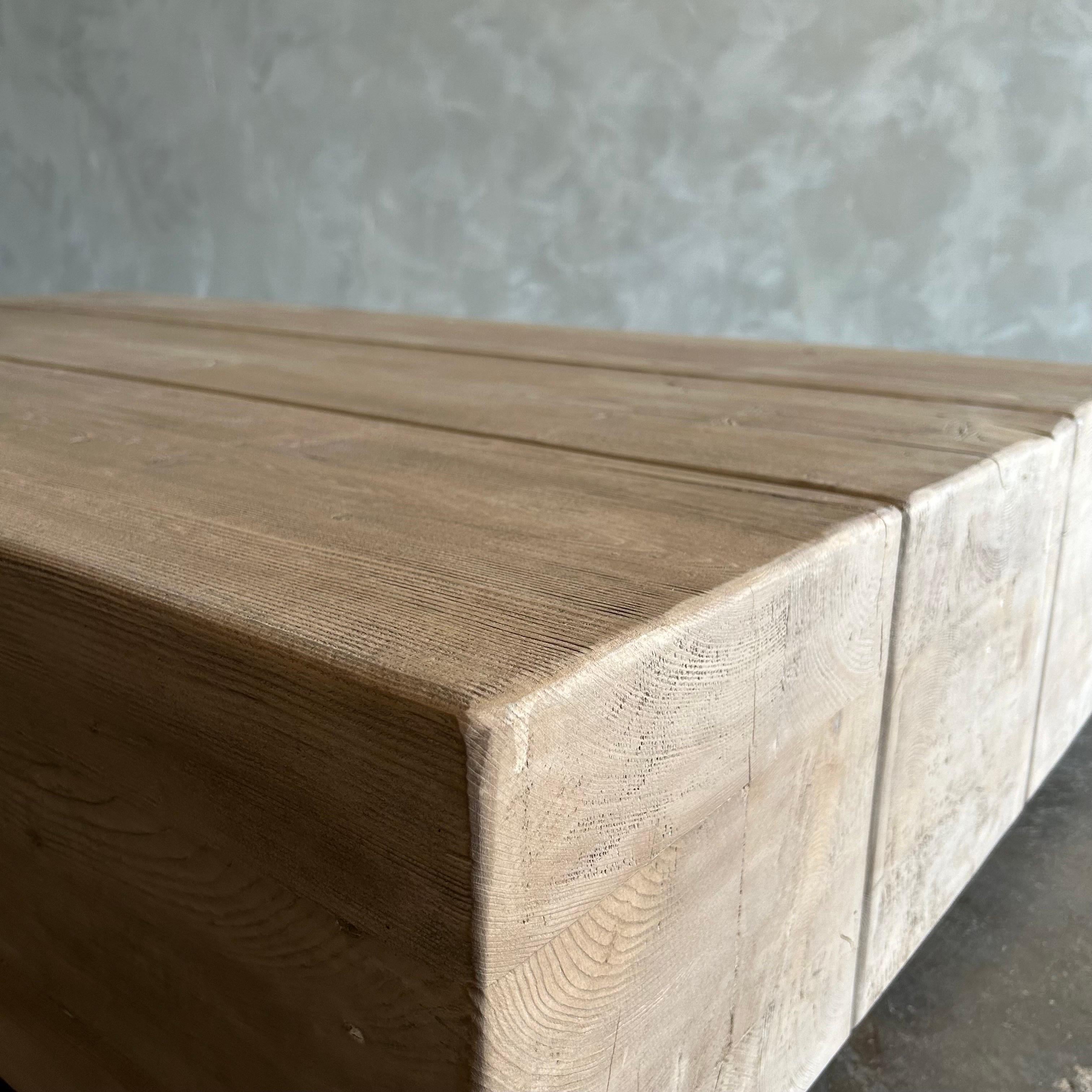 One of a kind Reclaimed Elm Wood Beam Coffee Table  For Sale 10
