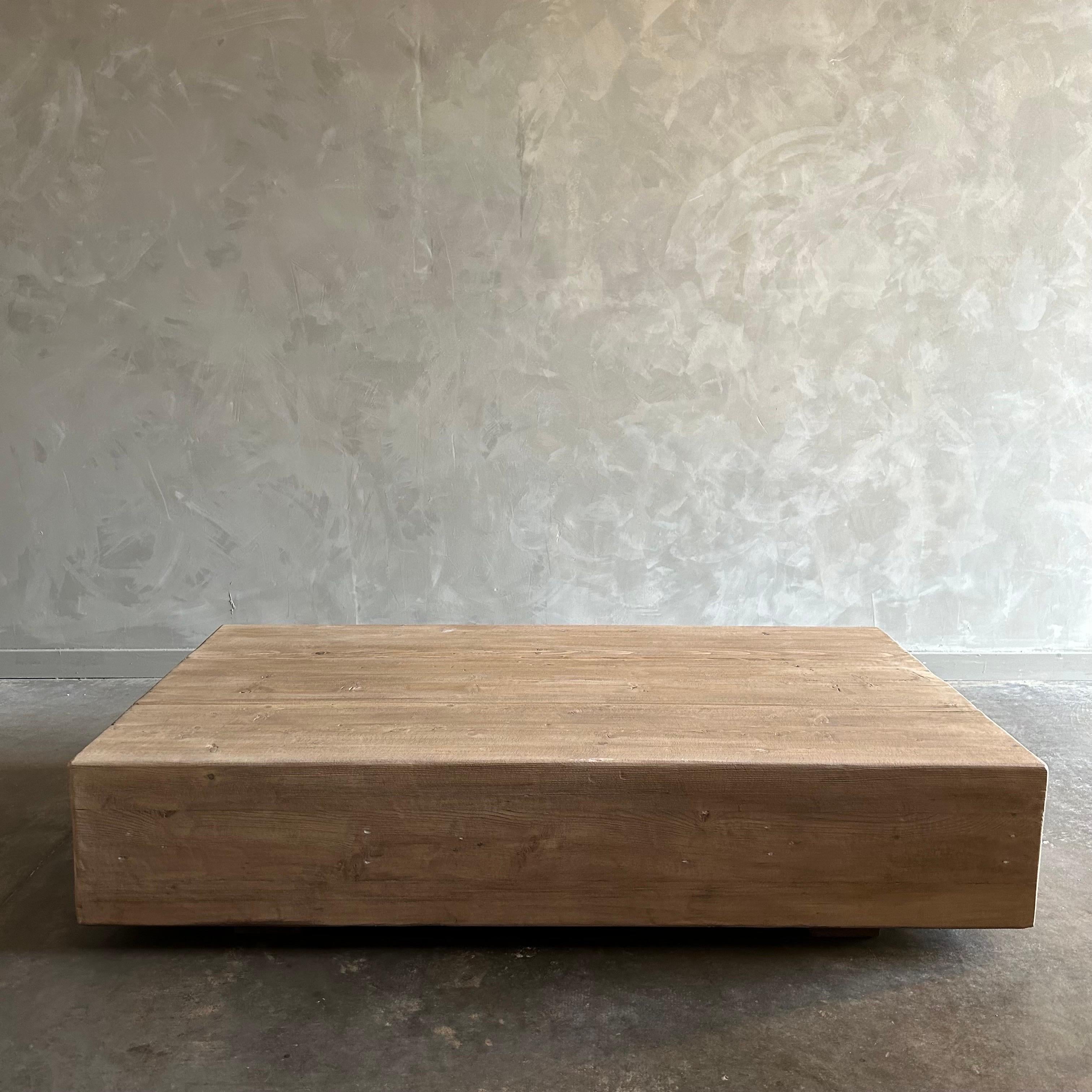 Industrial One of a kind Reclaimed Elm Wood Beam Coffee Table  For Sale