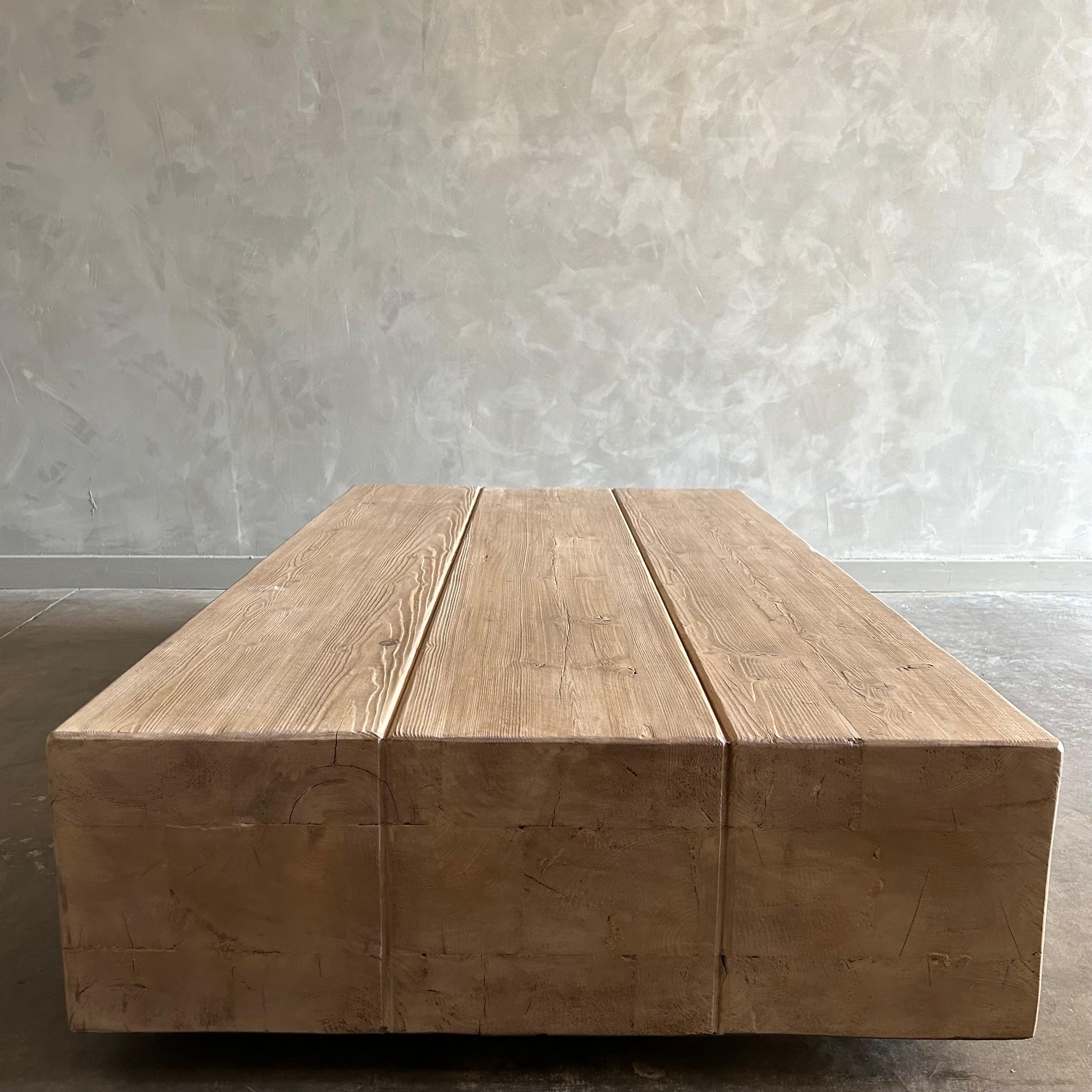 One of a kind Reclaimed Elm Wood Beam Coffee Table  For Sale 1
