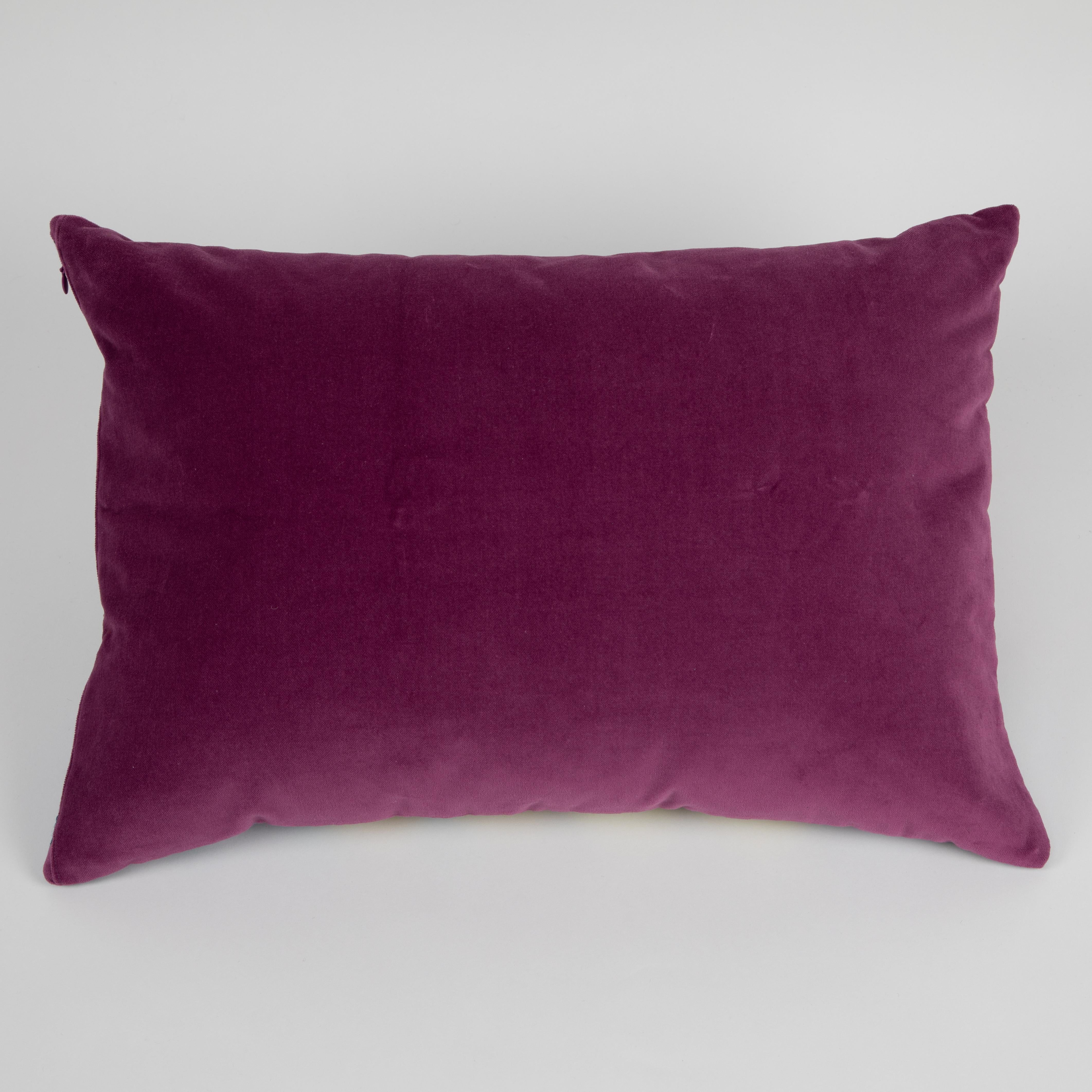 Quilted Pillow in Green, Blue Lavender Pillow, Lilac Velvet Pillow