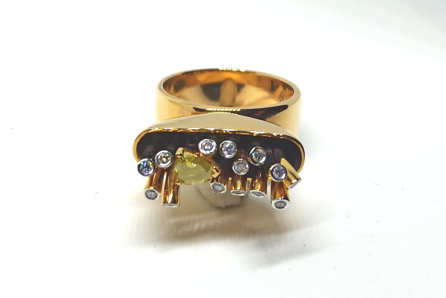 Contemporary Articulate Your One of a Kind with White and Yellow Diamond Rose Gold Ring For Sale