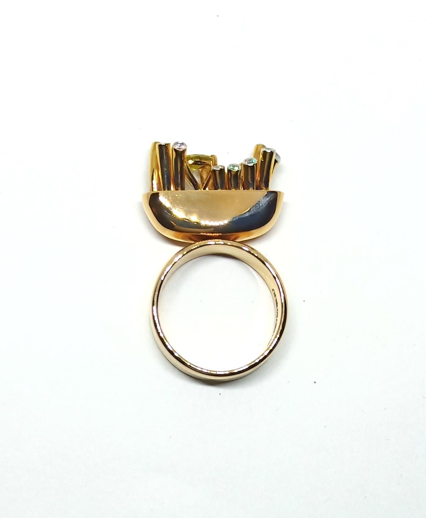 Women's Articulate Your One of a Kind with White and Yellow Diamond Rose Gold Ring For Sale