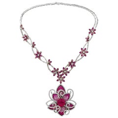 One of a Kind Rubellite, Sapphire and Diamond Necklace