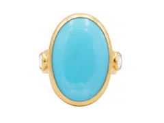 One-of-a-Kind Rune Gold Center Stone Ring, with Turquoise
