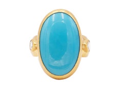 One-of-a-Kind Rune Gold Center Stone Ring, with Turquoise