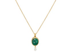 One-of-a-Kind Rune Gold Pendant Necklace, with Emerald