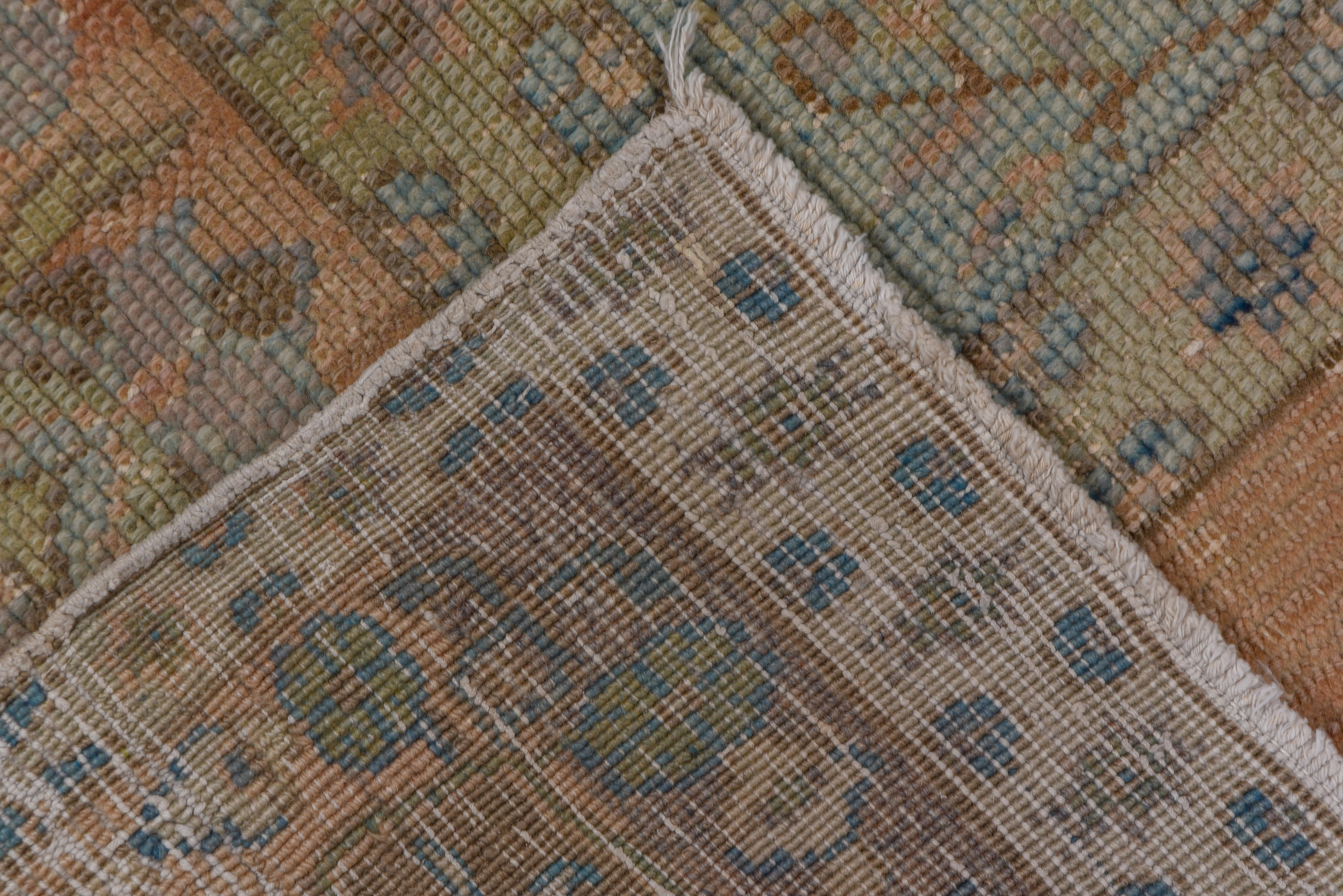 One of a Kind  Rustic Turkish Oushak Rug, Pastel Colors In Good Condition In New York, NY