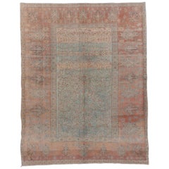 One of a Kind  Rustic Turkish Oushak Rug, Pastel Colors