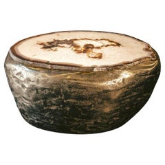 Mesa baja escultórica única en su género de ágata y latón fundido Mesa baja escultórica única en su género de ágata y latón fundido