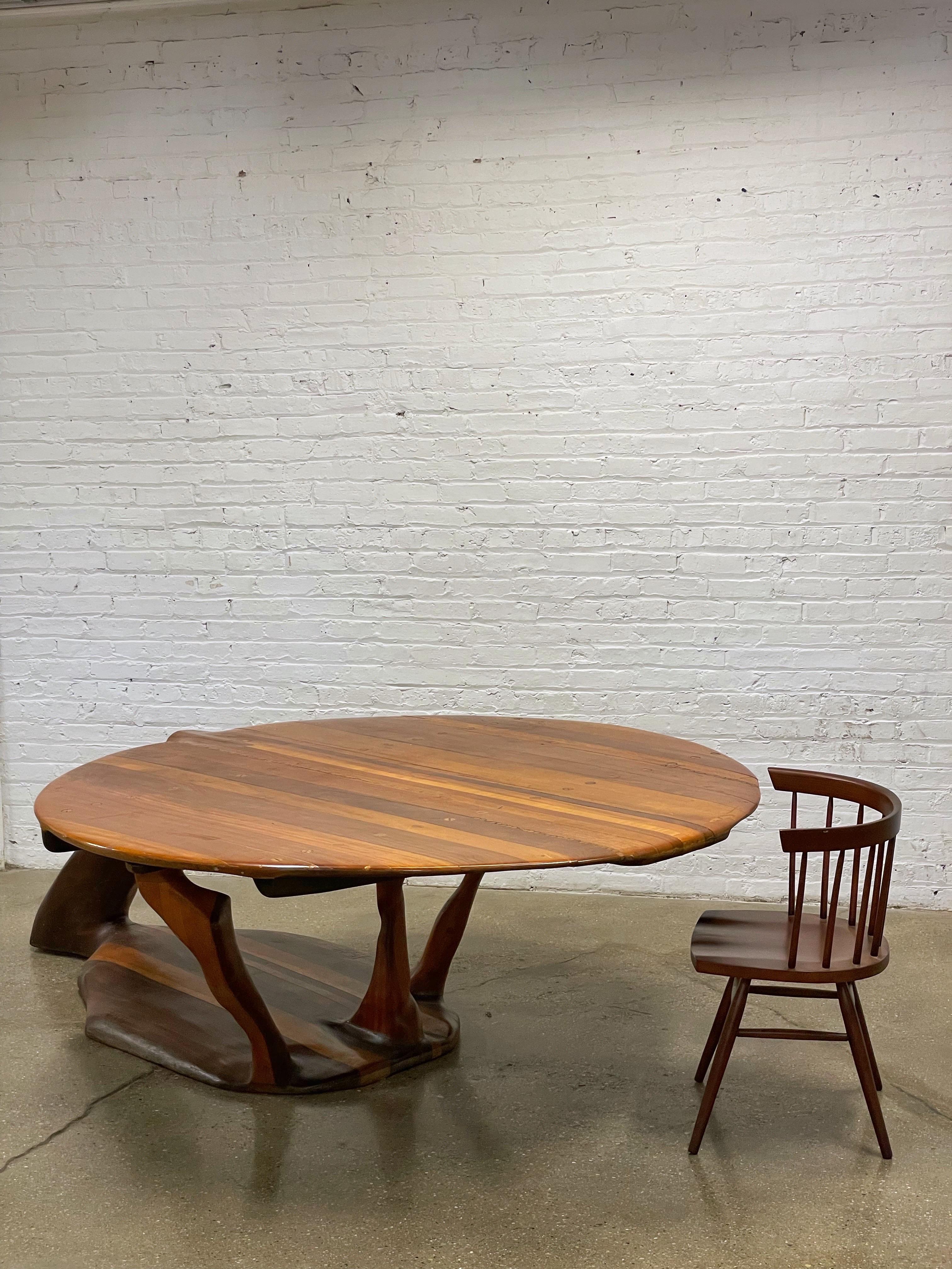 20th Century One Of A Kind Sculptural Studio Craft Dining Table For Sale