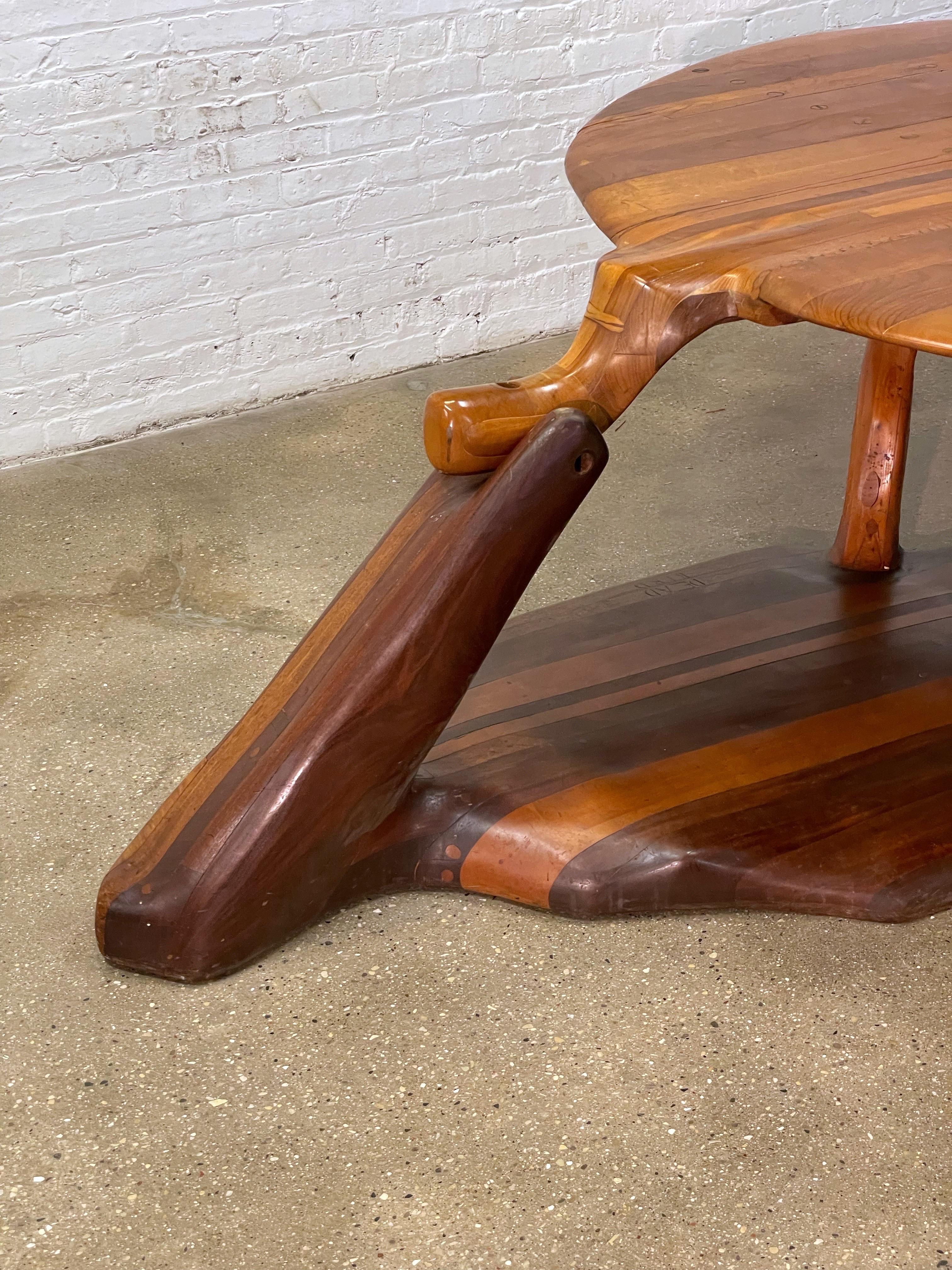 Wood One Of A Kind Sculptural Studio Craft Dining Table For Sale
