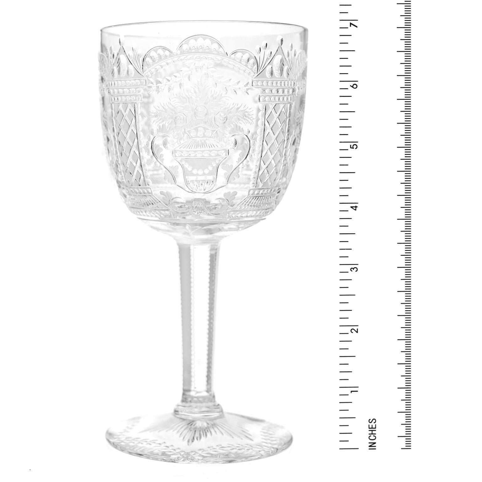 German One-of-a-Kind Set of 12 Cut Crystal Goblets by Erwin Krause for Tharaud Designs For Sale