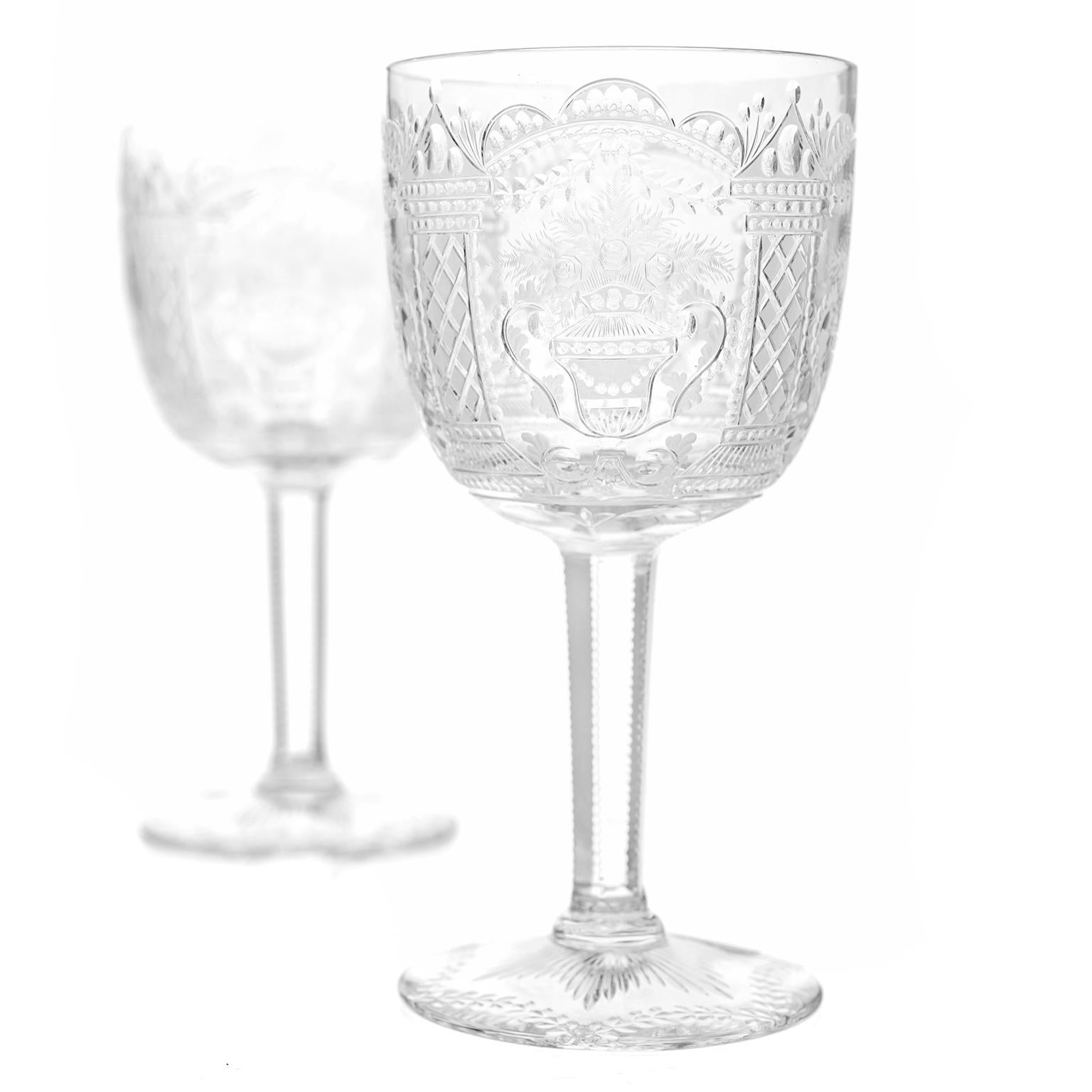 One-of-a-Kind Set of 12 Cut Crystal Goblets by Erwin Krause for Tharaud Designs In Excellent Condition For Sale In Litchfield, CT