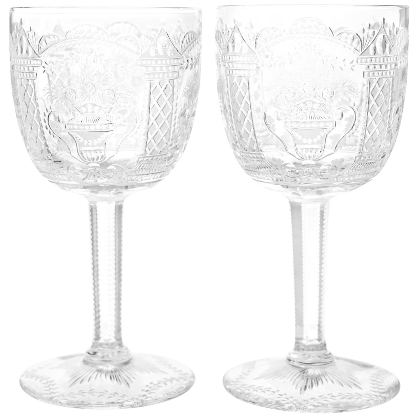 One-of-a-Kind Set of 12 Cut Crystal Goblets by Erwin Krause for Tharaud Designs