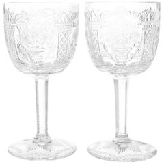 Retro One-of-a-Kind Set of 12 Cut Crystal Goblets by Erwin Krause for Tharaud Designs