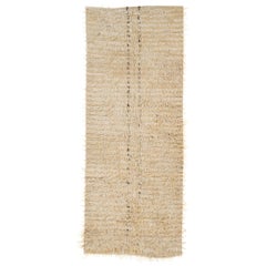 One-of-a-Kind Vintage Handmade Shag Pile Mohair "Tulu" Runner Rug, Natural Wool