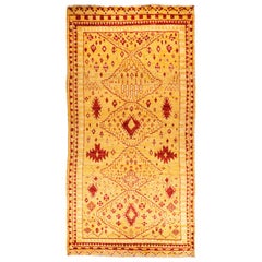 One-of-a-Kind Shaggy Moroccan Wool Hand Knotted Area Rug, Goldenrod