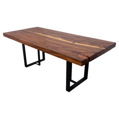 One-of-a-Kind Siam Walnut/Acacia Slab Table with Black Steel Legs