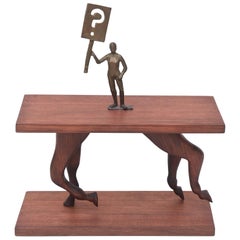 One of a Kind Signed Bronze on Wood Sculpture Entitled "Ask a Question"