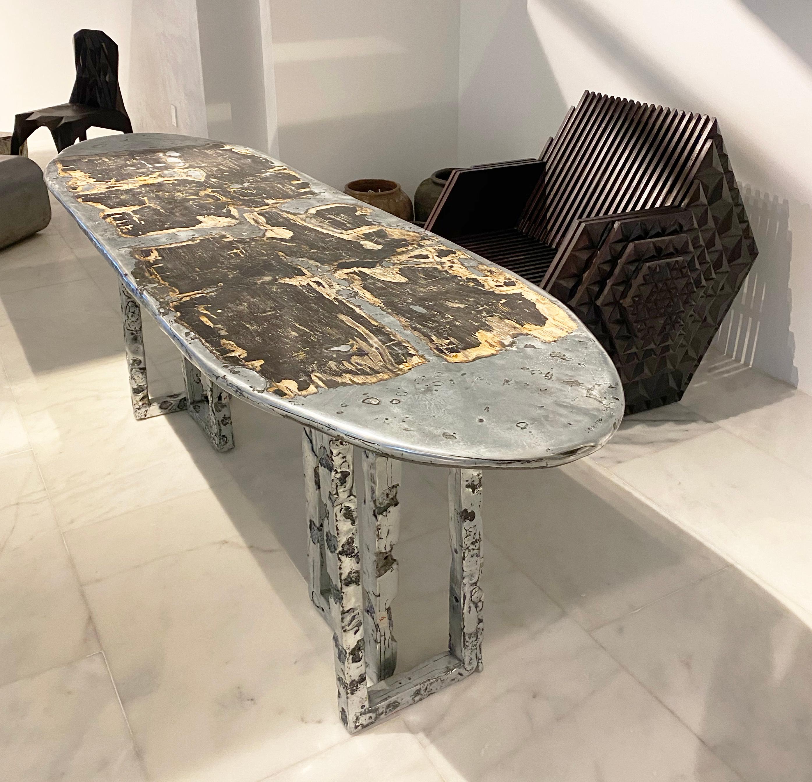 Bureau et table basse convertible Surfer en argent - Exemplaire unique Neuf - En vente à Coral Gables, FL