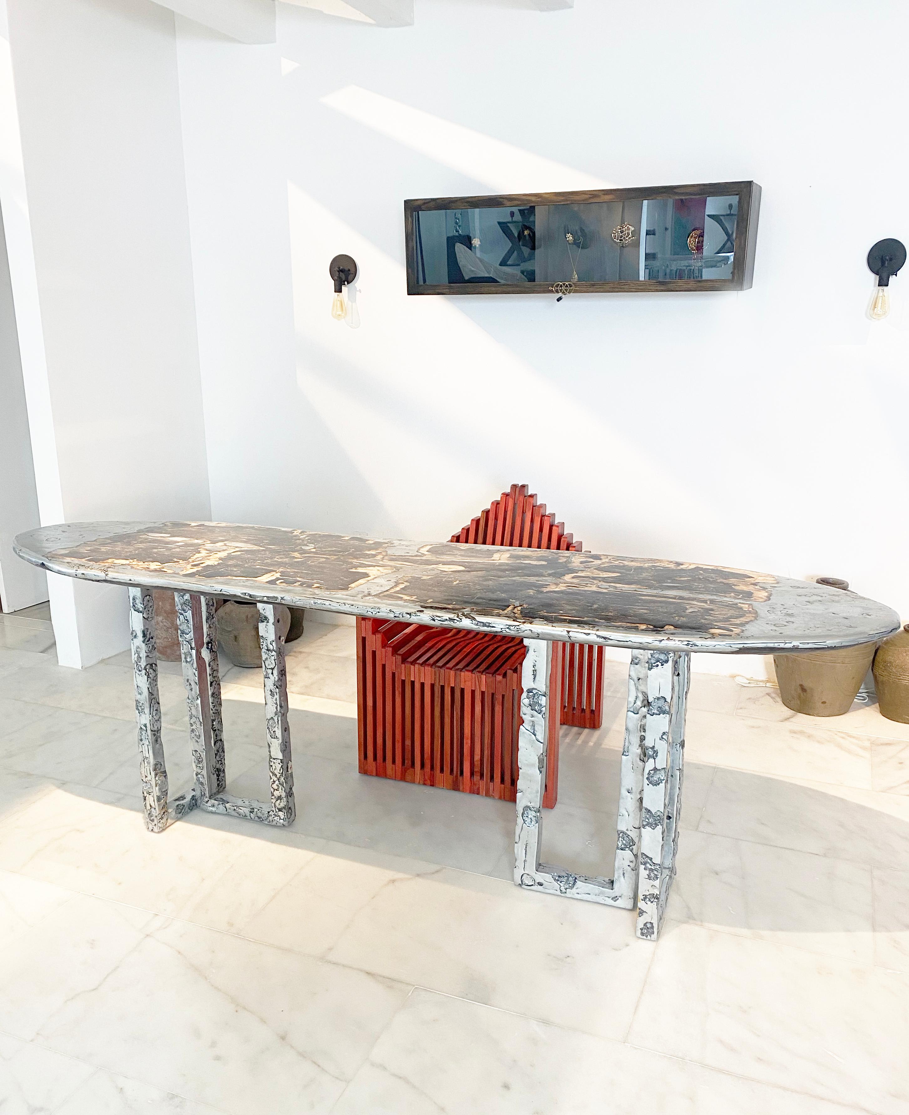 North American One of a Kind Silver Surfer Convertible Desk and Coffee Table For Sale
