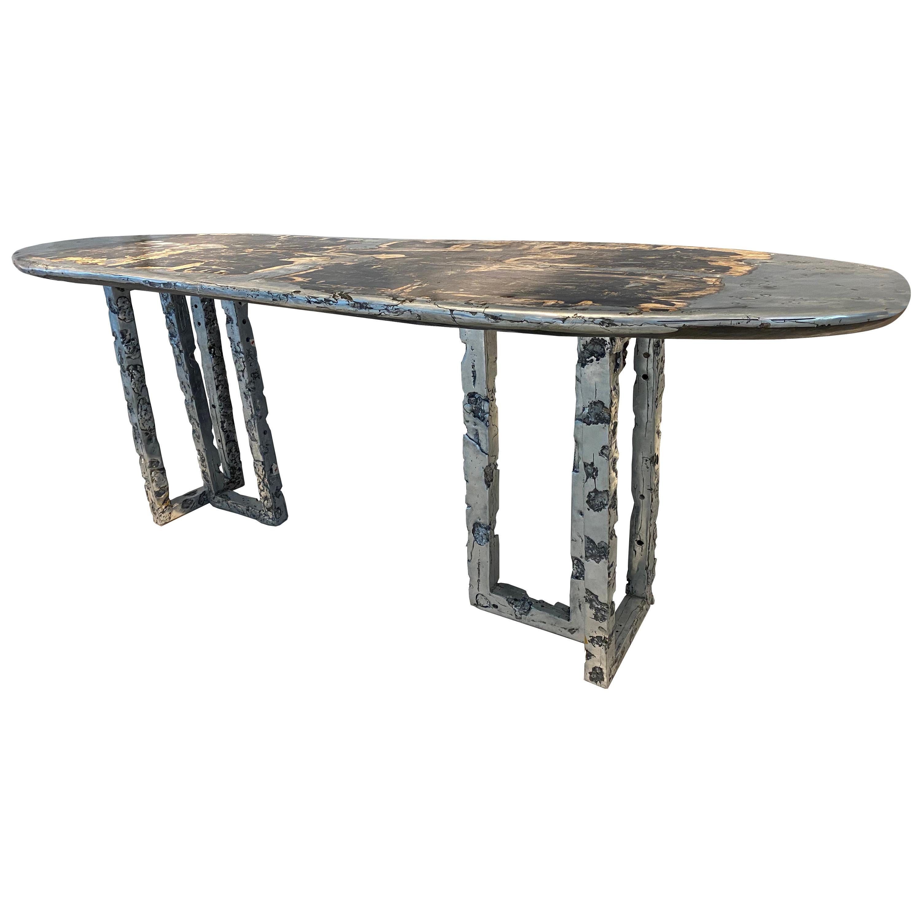 One of a Kind Silver Surfer Convertible Desk and Coffee Table For Sale