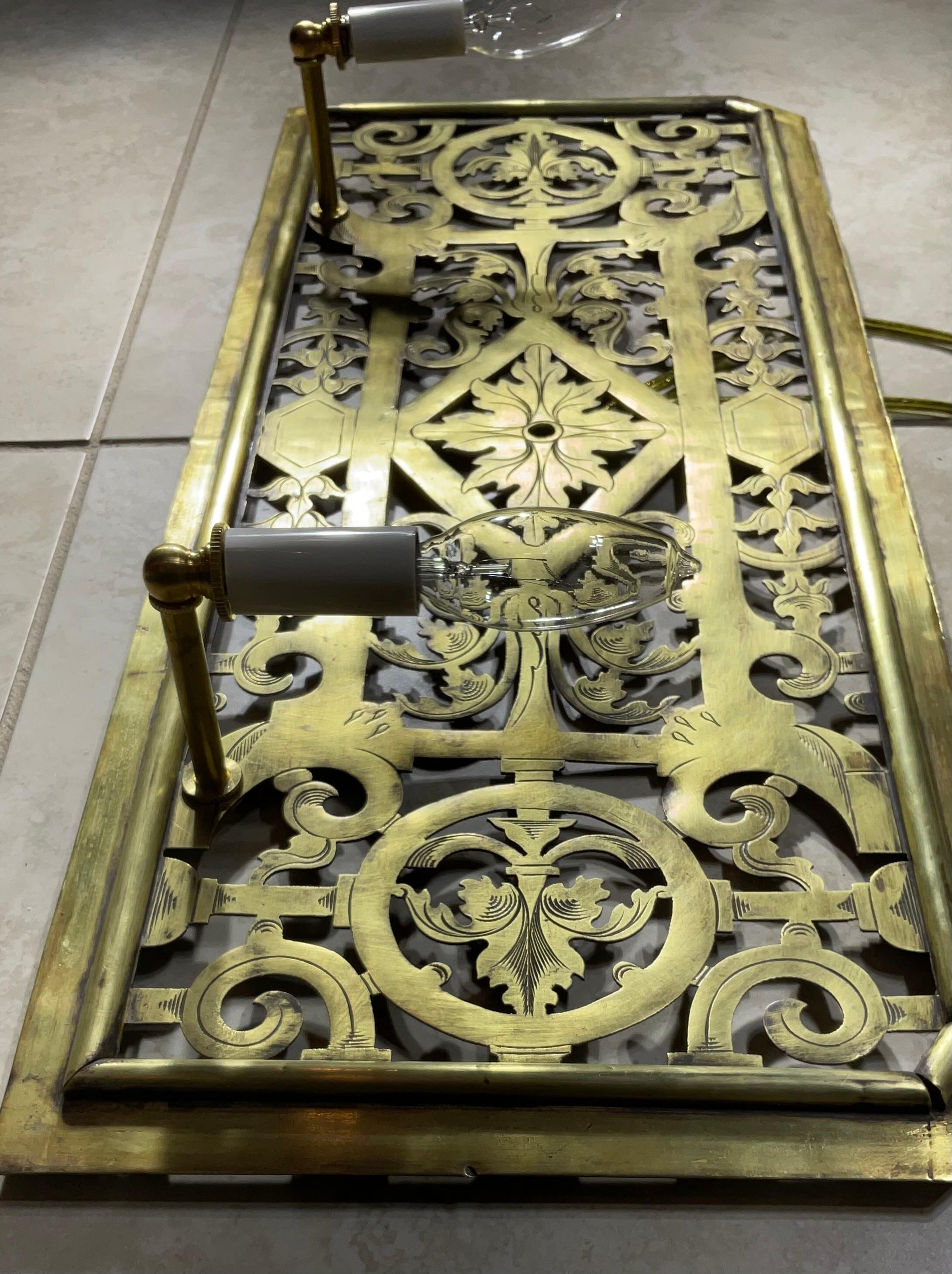 One Of A Kind  Single Antique Brass Electrified Wall Sconce - Art Deco Style For Sale 4