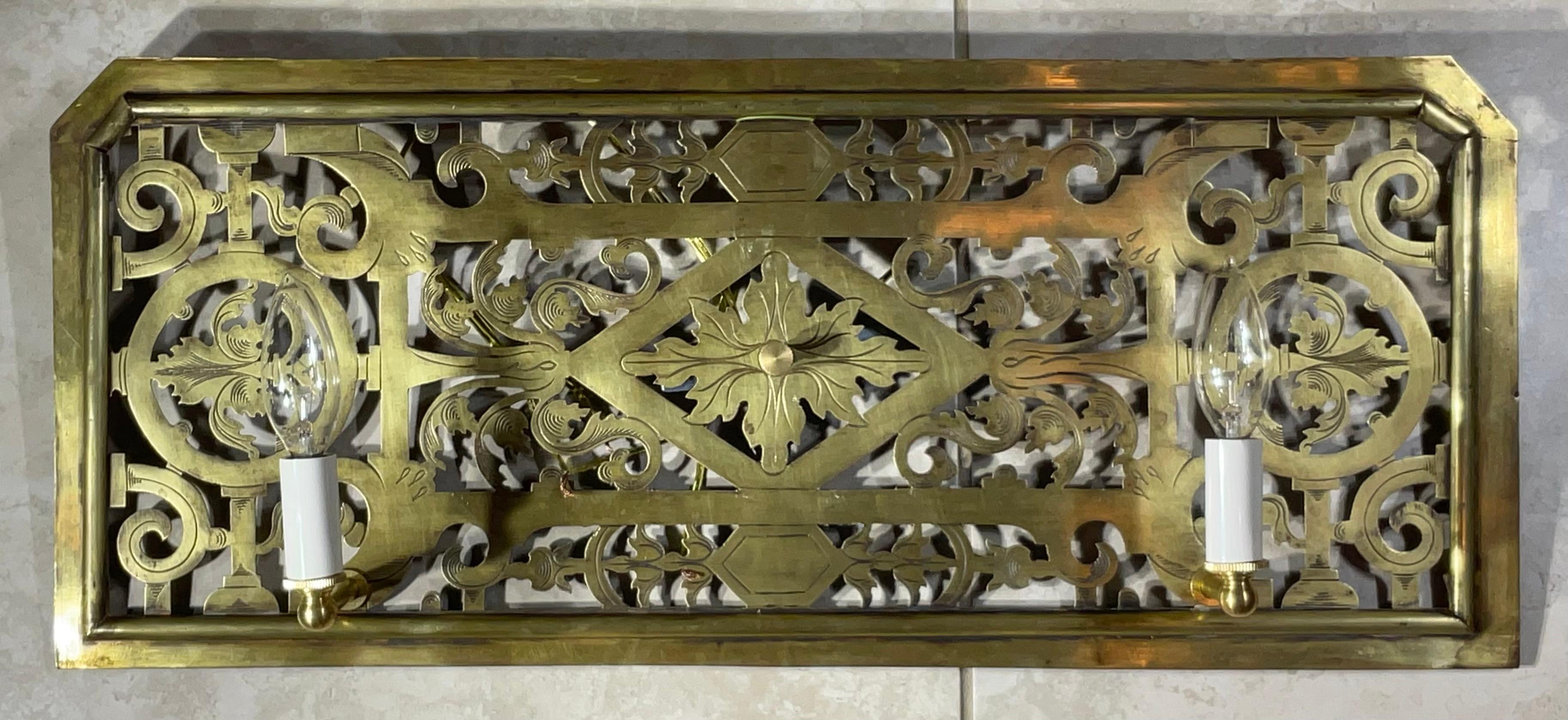 One Of A Kind  Single Antique Brass Electrified Wall Sconce - Art Deco Style For Sale 7